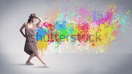Facet kolorowy farby ściany Zdjęcia stock © ra2studio