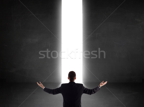 Business person looking at wall with light tunnel opening  Stock photo © ra2studio