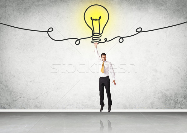 Stockfoto: Opknoping · zakenman · idee · lamp · hand · ruimte