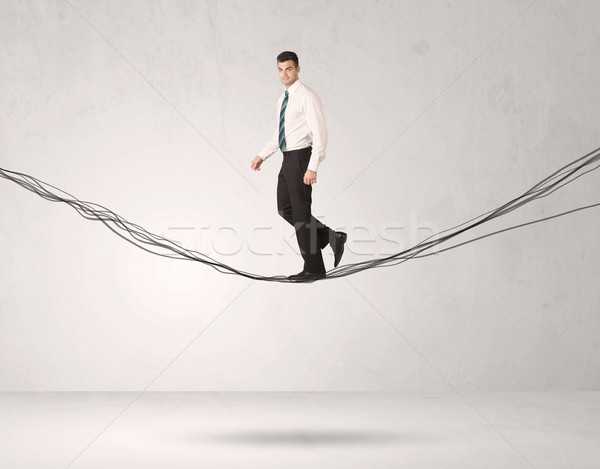 Eladó személy egyensúlyoz rajzolt kötelek üzletember Stock fotó © ra2studio