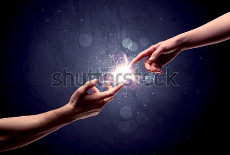 触れる 腕 照明 スパーク 指先 2 ストックフォト © ra2studio