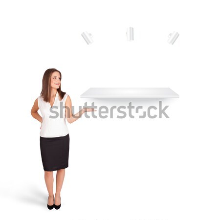 Beutiful young woman presenting modern copy space Stock photo © ra2studio