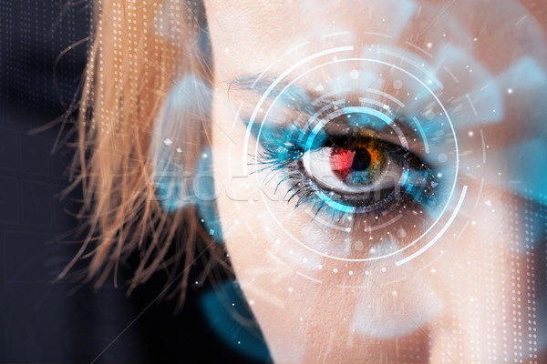 Futuro mujer tecnología ojo panel ordenador Foto stock © ra2studio