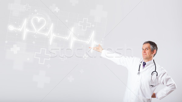 醫生 心跳 抽象 心臟 男子 醫生 商業照片 © ra2studio