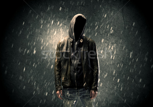 Stock foto: Unbekannt · stehen · dunkel · Mann · Lederjacke · sichtbar