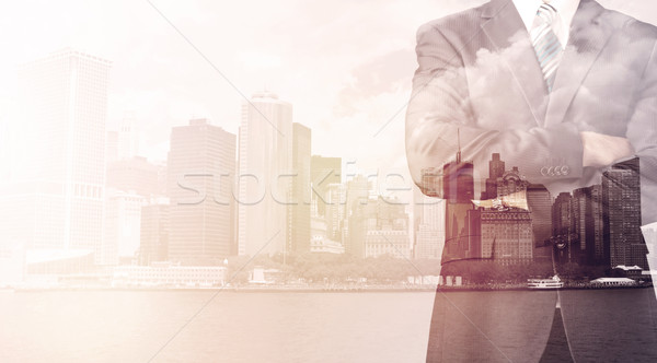 бизнесмен Постоянный Cityscape свет бизнеса Сток-фото © ra2studio