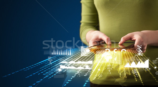 Stockfoto: Hand · touchpad · tablet · business · markt
