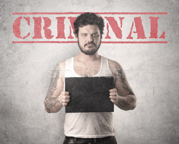 Stockfoto: Gangster · gevangenis · crimineel · politie · portret · witte