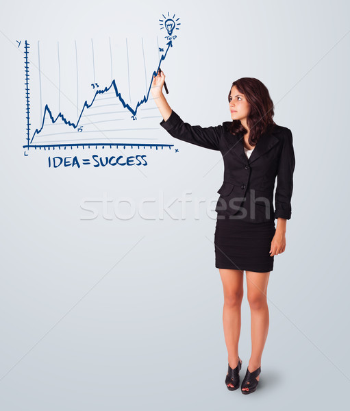 Woman drawing graph on whiteboard Stock photo © ra2studio