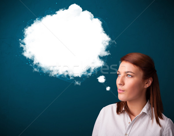 Young woman smoking unhealthy cigarette with dense smoke Stock photo © ra2studio