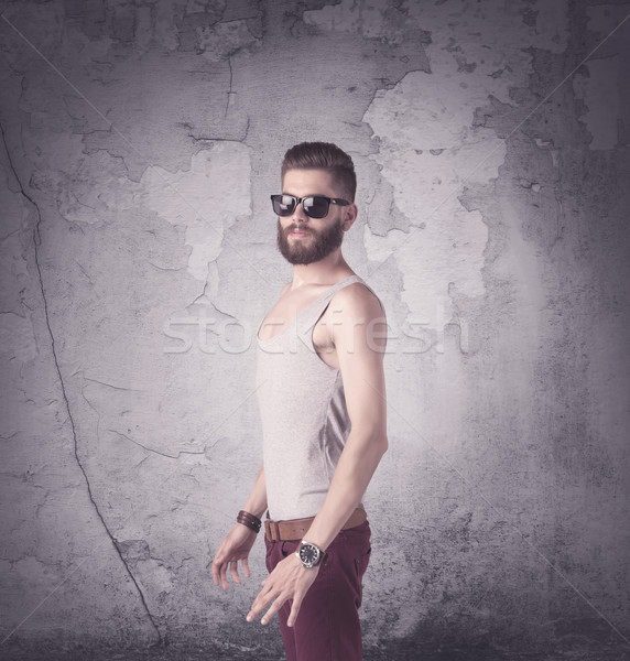 Gut aussehend Hipster Mode Kleidung funny Jahrgang Stock foto © ra2studio