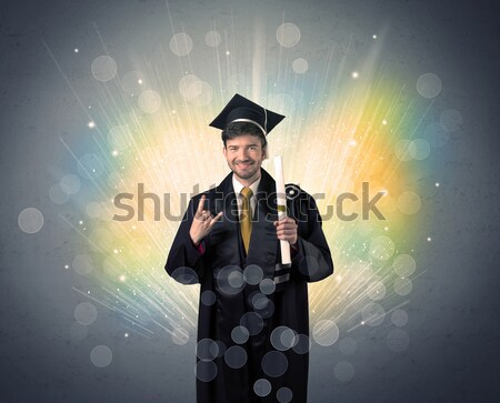 счастливым выпускник красочный фары Гранж стены Сток-фото © ra2studio