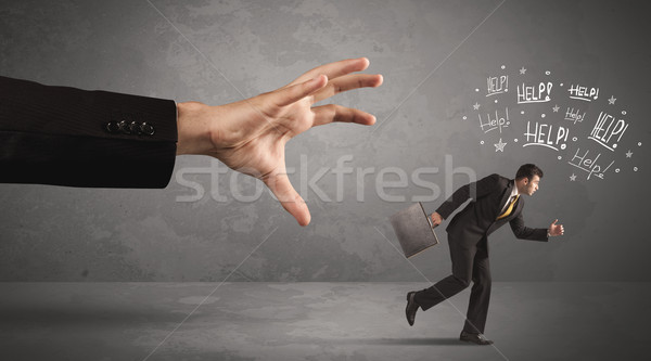 Foto stock: Empresário · corrida · longe · grande · mão