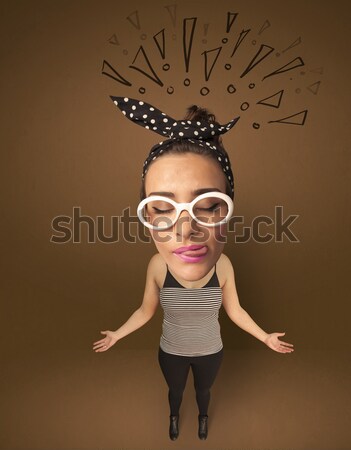 Stock photo: Big head person with social exclamation marks
