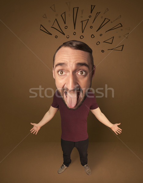 Big head person with social exclamation marks Stock photo © ra2studio