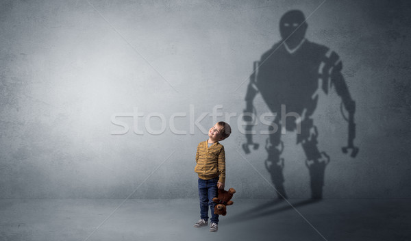 Robotman shadow of a cute little boy Stock photo © ra2studio