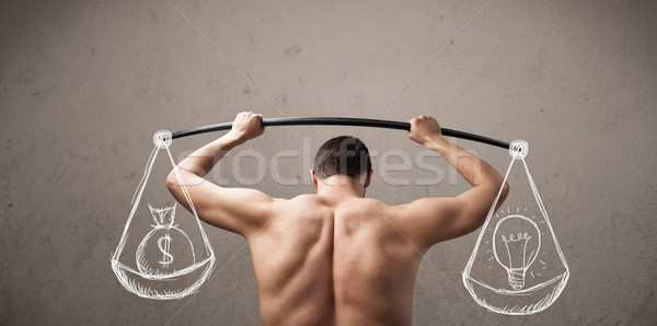Sovány fickó kiegyensúlyozott vicces férfi test Stock fotó © ra2studio