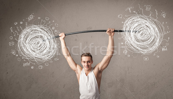 Muskuläre Mann Heben Chaos starken Hand Stock foto © ra2studio