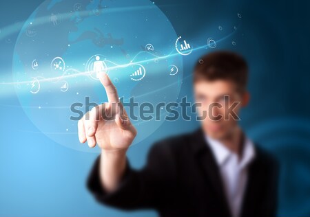 Group of happy smiley faces coming out of gun shaped hands Stock photo © ra2studio