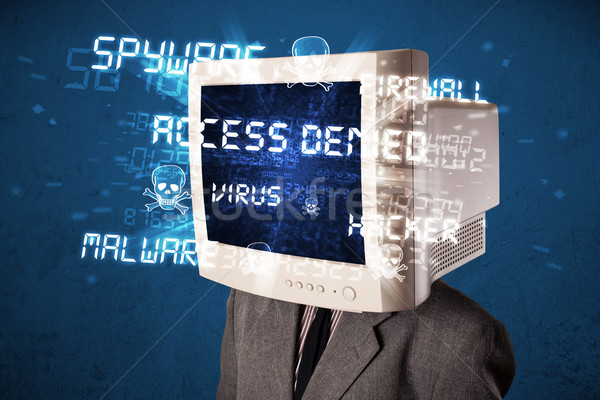 Monitor head person with hacker type of signs on the screen Stock photo © ra2studio