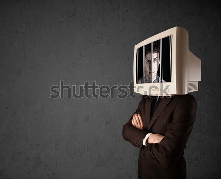 Hombre de negocios supervisar cabeza digital Screen negocios Foto stock © ra2studio