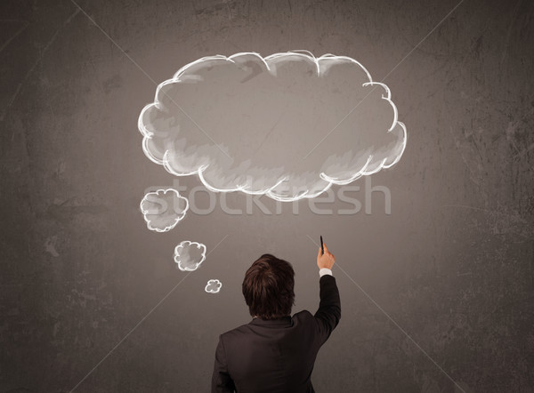 Stock photo: Businessman with cloud thought above his head