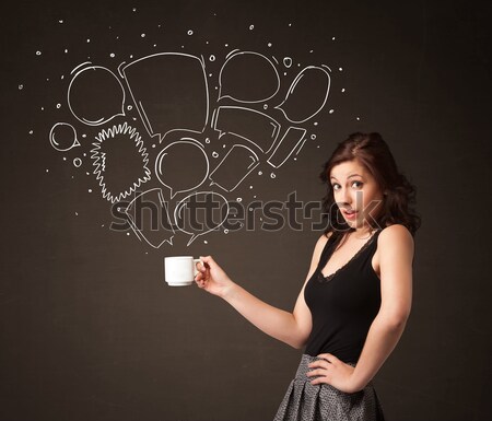 Femme d'affaires blanche tasse permanent Photo stock © ra2studio