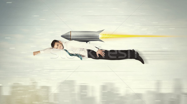 Zakenman vliegen jet pack raket Stockfoto © ra2studio
