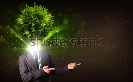 Business man with glowing exploding head Stock photo © ra2studio