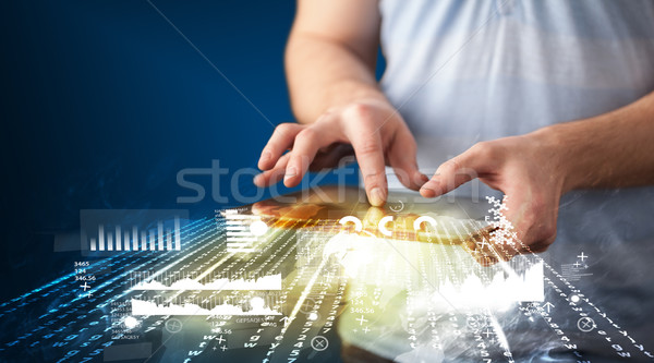 Mano touchpad tableta negocios mercado Foto stock © ra2studio