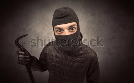 Felfegyverzett gazember üres sötét szoba fegyver Stock fotó © ra2studio