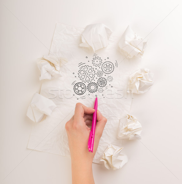 Writing hand in crumpled paper Stock photo © ra2studio