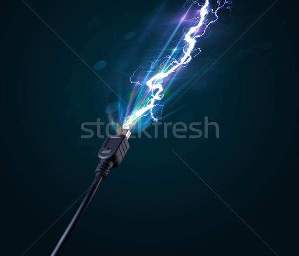 Stock fotó: Elektromos · kábel · izzó · elektromosság · villám · közelkép