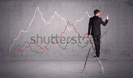 男 階梯 畫 圖表 線 傢伙 商業照片 © ra2studio