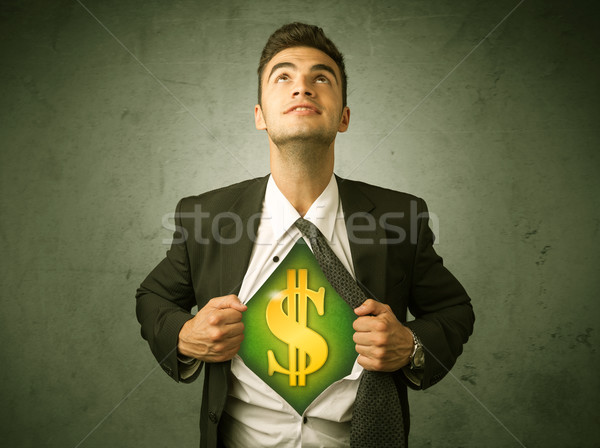 Işadamı gömlek dolar işareti göğüs adam Stok fotoğraf © ra2studio