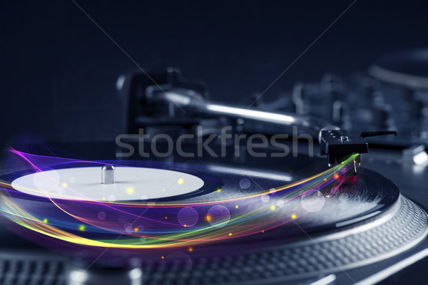 Draaitafel spelen vinyl abstract lijnen Stockfoto © ra2studio