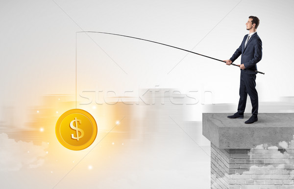 Businessman fishing coins concept Stock photo © ra2studio