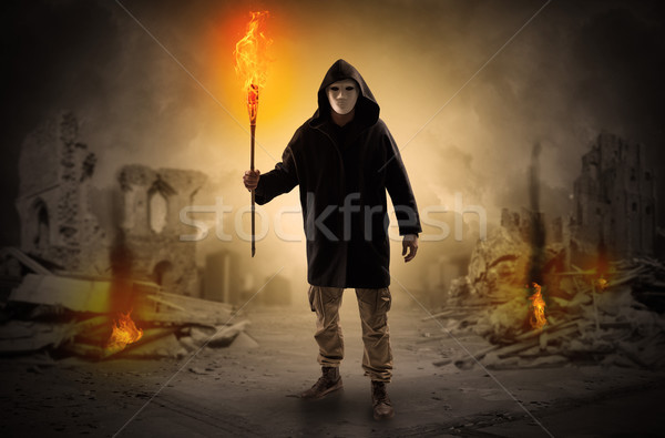 человека сжигание катастрофа сцена разрушенный место Сток-фото © ra2studio