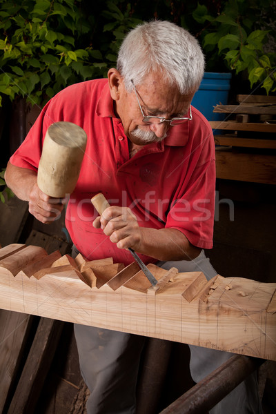 Werken beitel oude hand hout bouw Stockfoto © ra2studio