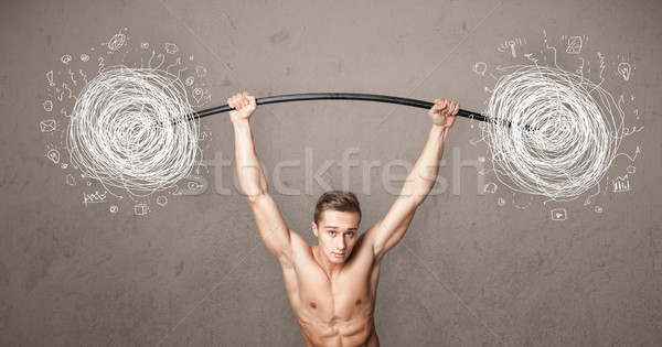 肌肉發達 男子 混亂 強烈 手 商業照片 © ra2studio