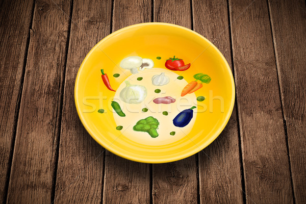 Farbenreich Platte Hand gezeichnet Symbole Symbole Gemüse Stock foto © ra2studio