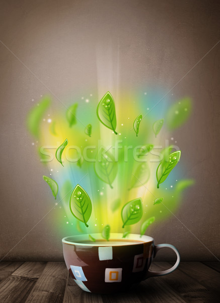 ストックフォト: 茶碗 · 葉 · カラフル · 抽象的な · ライト