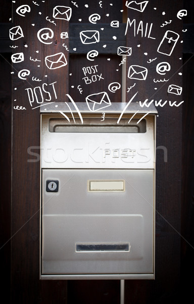 почтовый ящик белый рисованной почты иконки бумаги Сток-фото © ra2studio