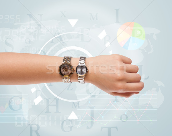 Clocks with world time and finance business concept Stock photo © ra2studio
