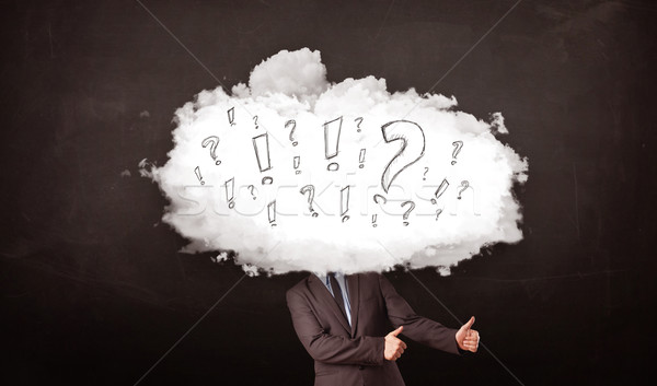 Business man cloud head with question and exclamation marks  Stock photo © ra2studio