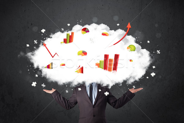 Stock fotó: Modern · üzletember · grafikon · felhő · fej · üzlet