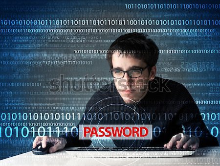молодые geek хакер пароль футуристический Сток-фото © ra2studio