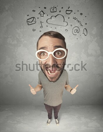 Big head person with social media marks Stock photo © ra2studio