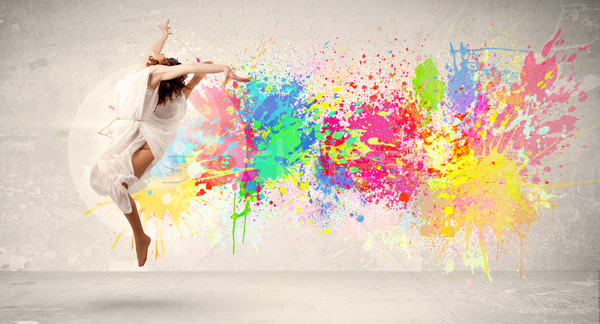 Feliz adolescente saltando colorido nosso agitar-se Foto stock © ra2studio