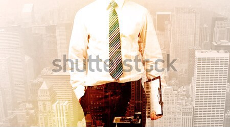 üzletember néz város meleg épület munka Stock fotó © ra2studio
